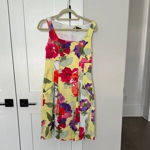 Lauren Ralph Lauren Yellow Midi Dress with Red and Purple Floral